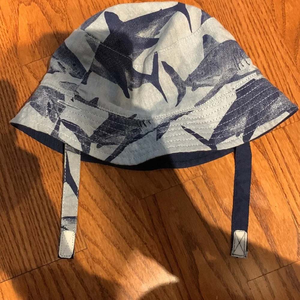 Carter's Blue Shark Print Kids Hat 6-12 Months